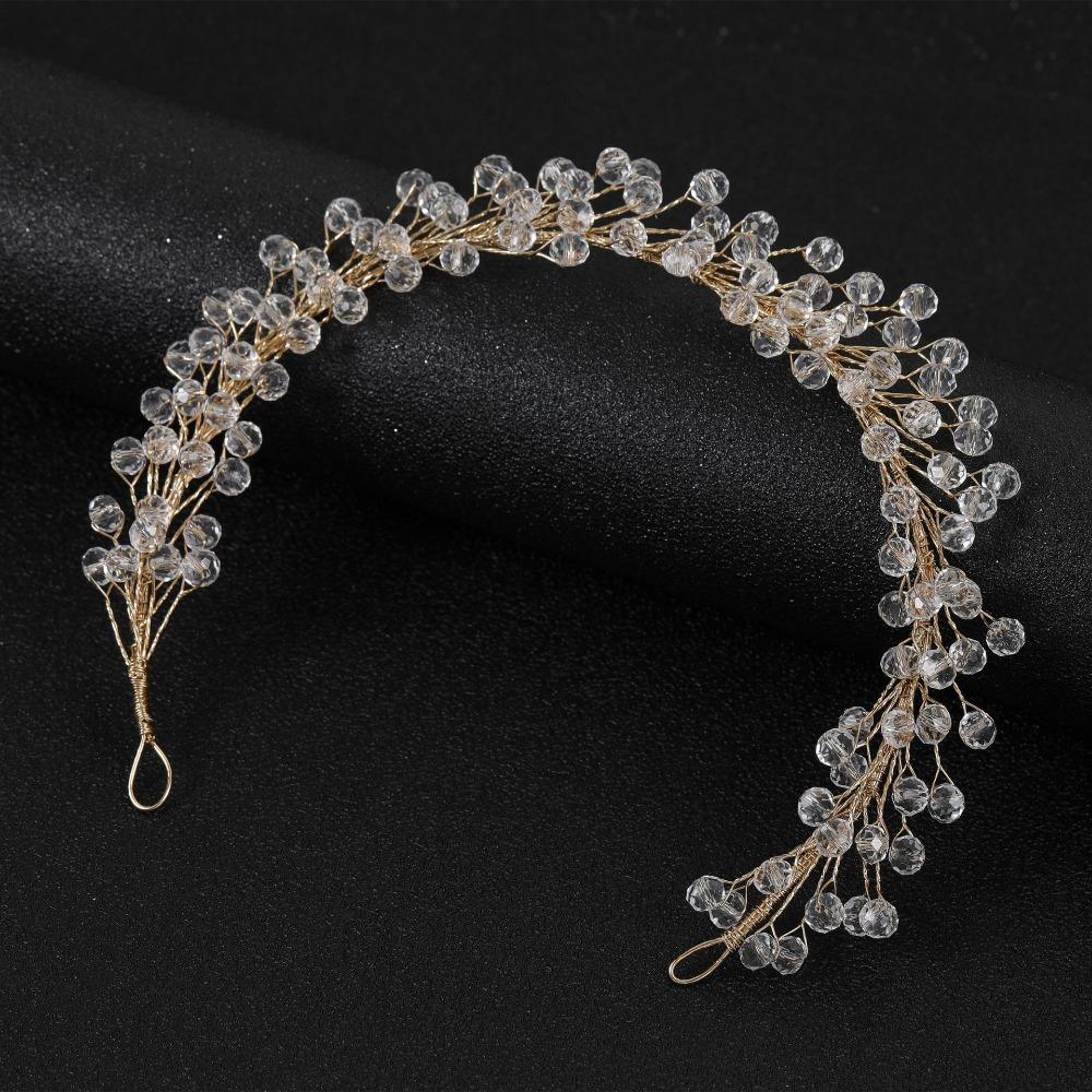 

Pearl Chain Hairbands Handmade Women Headbands New Bridal Headpiece Hair Accessories golden crystal