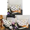 Cute Bear Print Cotton Shoulder Bag For Daily Use With Zipper Closure And Mobile Pocket