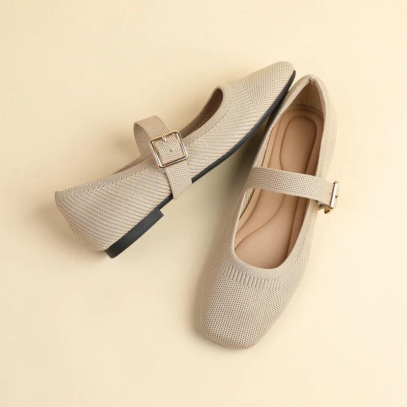 

2026 new spring/summer one-piece mixed belt Mary Jane single shoes woven shoes flat sole single shoes for women 41