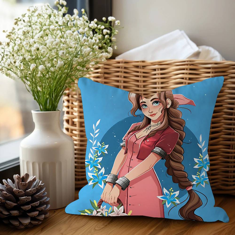 A-Aerith Gainsborough Cushion Cover Car Throw Pillow Case For Sofa Car Christmas Gift 40x40cm 45x45cm