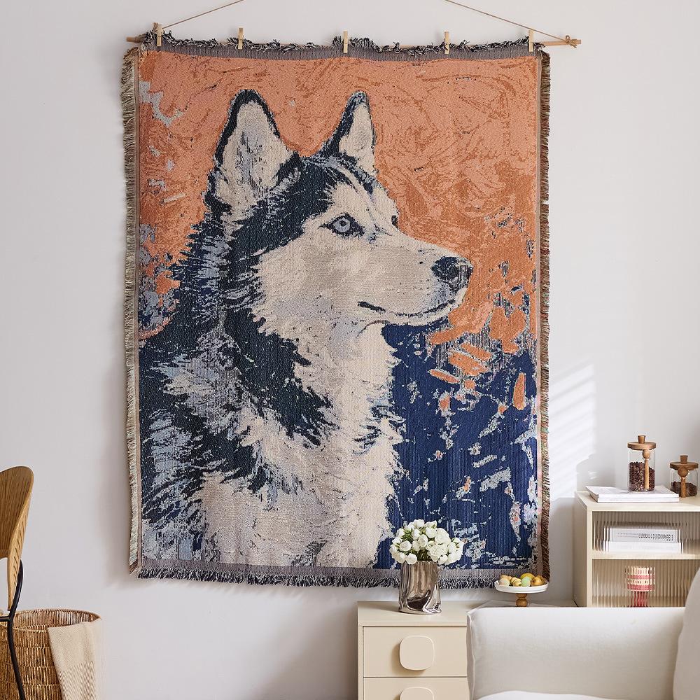 Retro Star and Moon Cloud Scene Hanging Cloth Art Style Fabric Hanging Painting Homestay Wall Decoration Background Cloth Cotton Yarn Fringed Tapestry