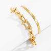 U-Shaped Bangle Bracelets for Women Punk Metal Snake Bone Shape Bracelet Trendy Zircon Hoop Link Charm Jewelry