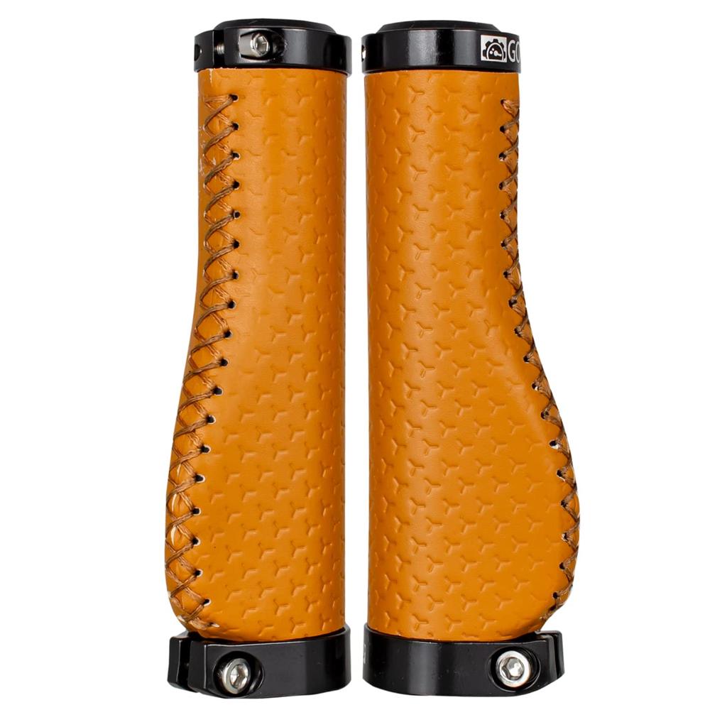 GORIX Leather Grip Leather Cycle Bicycle Grip Ergo Design for Less Fatigue Brown (GX-GPK)