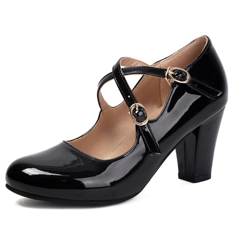 Women's Green High Heels Mary Jane Shoe Cross-strap Black White Pink Heeled Party Wedding Shoes Ladies Dress Pumps Elegant