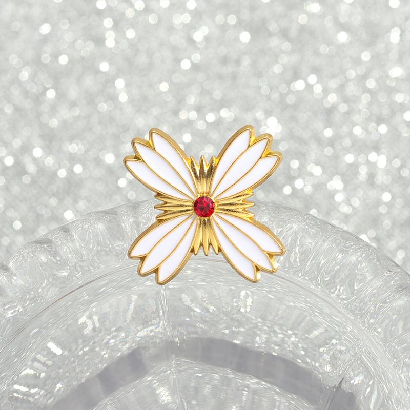 Exquisite Cartoon Character Metal Badge Brooch With Beautiful Floral Design For Anime Fans