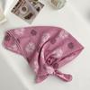 Cotton and linen silk scarf neck small square scarf summer retro literary floral decoration neck protection small scarf scarf headscarf headband