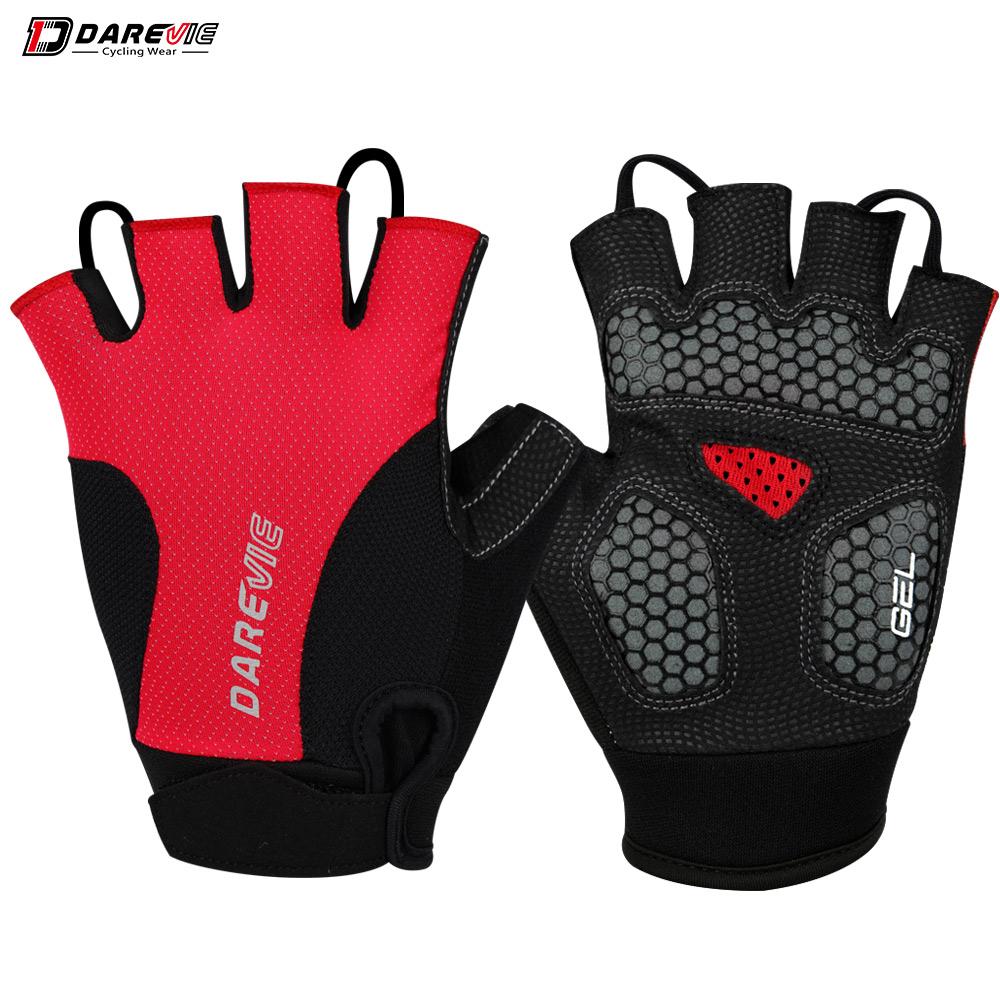 

Перчатки для велоспорта DAREVIE MTB с гелевой подкладкой, ударопрочные, дышащие, с полупальцами, быстросъемные перчатки для велоспорта с влагоотталкивающими свойствами для большого пальца Asian-S красный