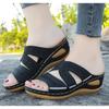 Sandali con zeppa estivi da donna, sandali ortopedici premium aperti, sandali vintage antiscivolo in pelle, casual, con plateau femminile, pantofole retrò