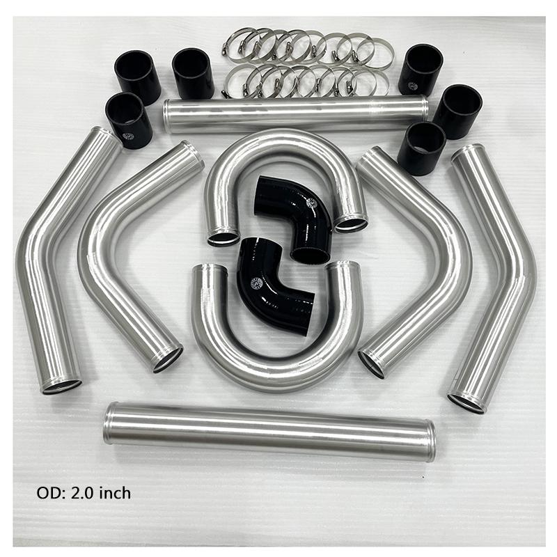 2.5 INCH 63mm UNIVERSAL 2MM THICKNESS ALUMINUM INTERCOOLER TURBO PIPE PIPING KIT 2.0 Inch PK black