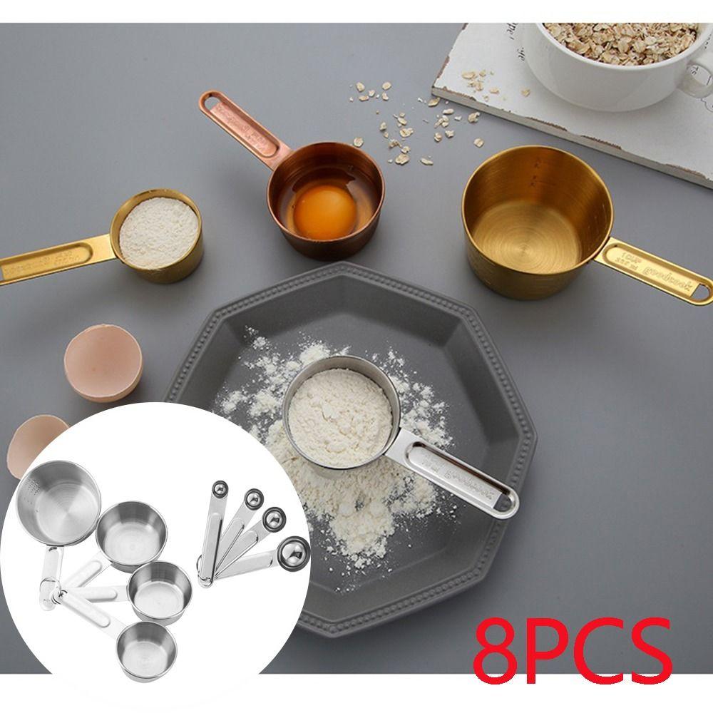 8Pcs Scaled Measuring Cups Measuring Spoons Set Stackable Spoons Baking Tools Baking