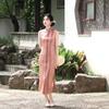 1011 summer new floating cotton cheongsam national style thin retro slim long sleeveless wedding dress