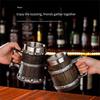 Large Capacity Beer Mugs For Outdoors Use With Retro Woodgrain Finish Nonrust Steel Insulated Cup Thermal Resin Construction