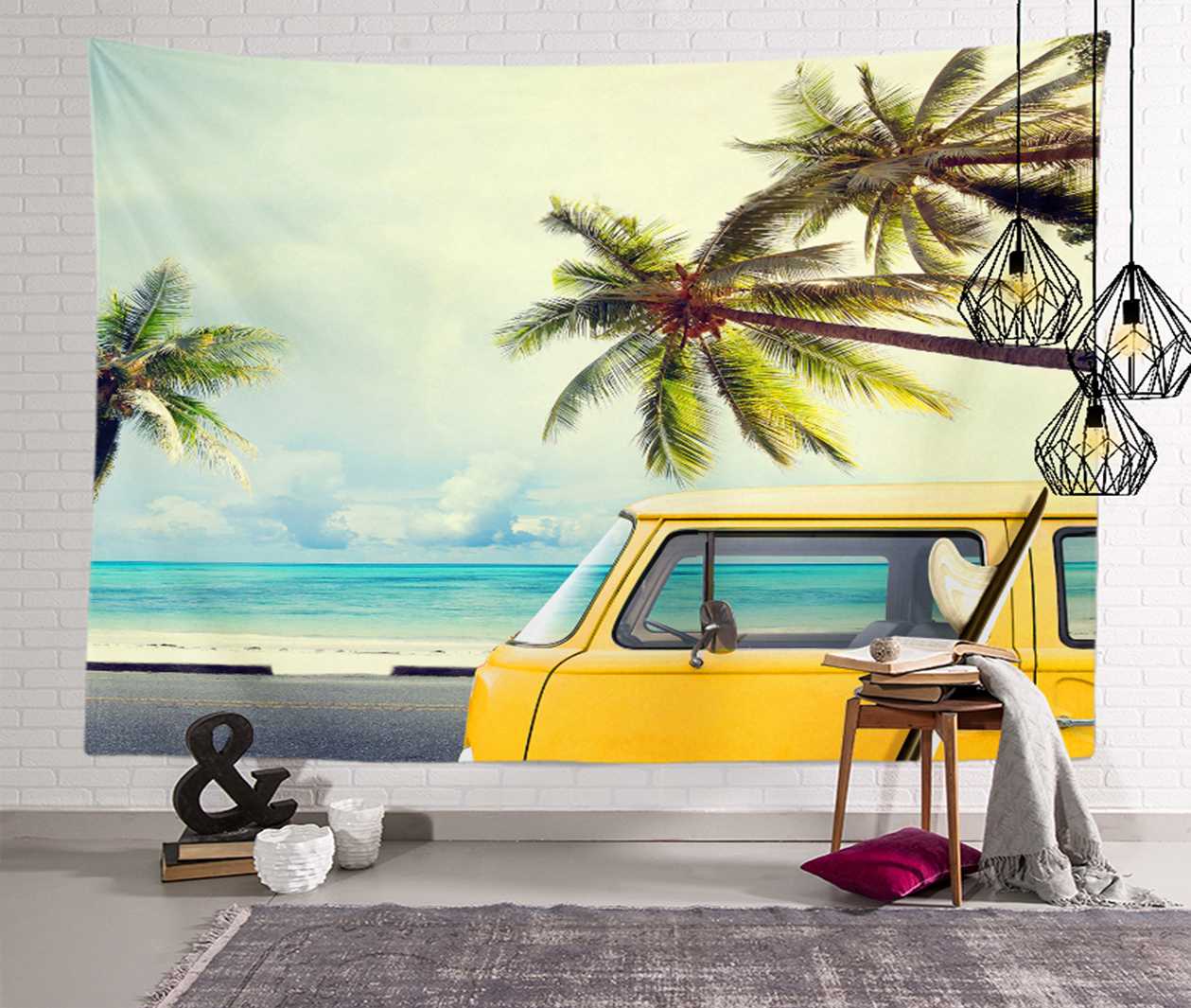 

Морское дерево, лес, настенный художественный набор, настенное искусство, природный пейзаж, гобелен, домашний декор, полиэстеровый гобелен, Tapiz 100X75CM