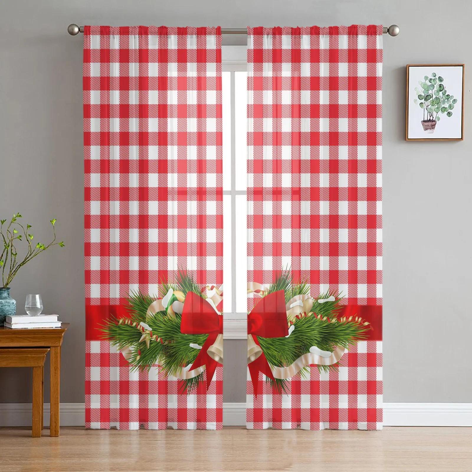 

Шторы из розового тюля в клетку для гостиной, спальни, кухни, украшения, шифоновая прозрачная вуаль, занавески для окон, прозрачная драпировка W135 x H115cm x1&Grommet Top