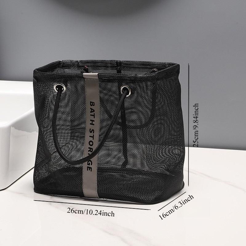 

1PC bathroom mesh toilet bag portable bathhouse bath handbag large mesh storage basket toiletries storage basket чёрный