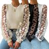 Dámská košile Průhledná síťovina Květinová Nášivka Kulatý výstřih Dlouhý rukáv Jednobarevný Pulovr Měkký patchwork Twist Textura OL Commut