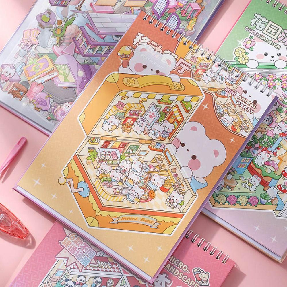 Visual Stacking Landscape Sticker Book Cartoon Tent Sticker Decoration  Kids