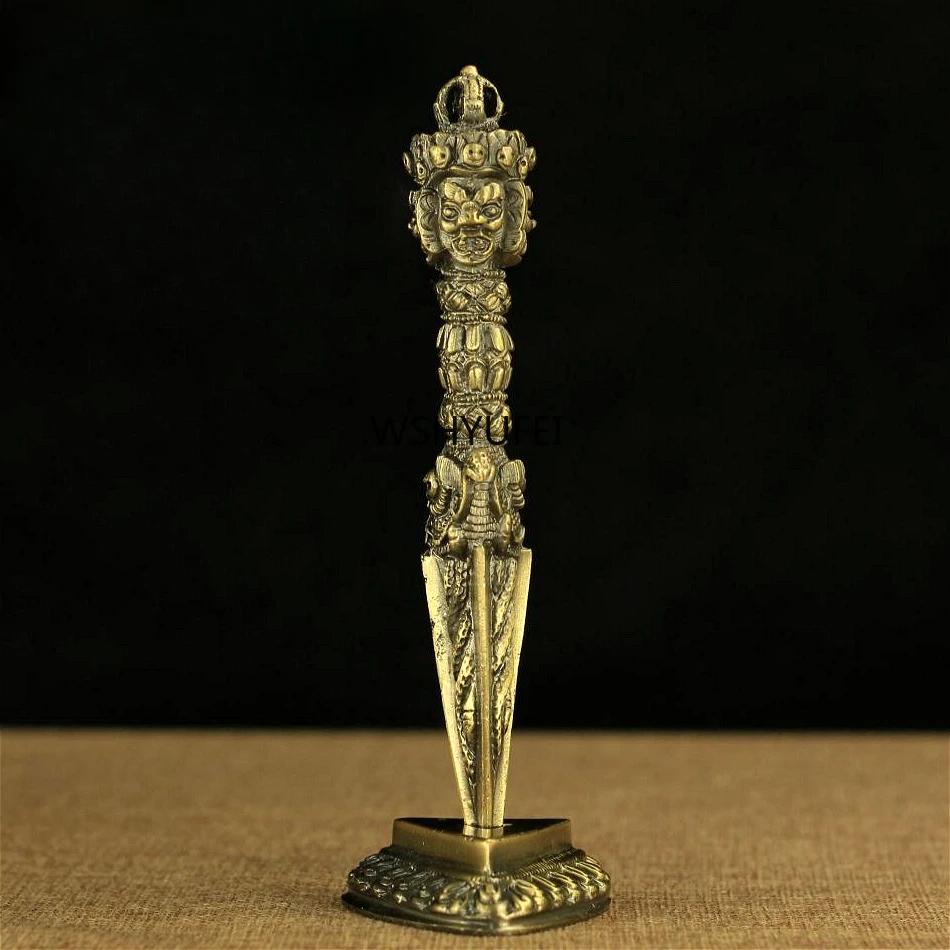 

1 шт. тибетский буддийский тантрический ваджрный пестик тантра ваджракилайя пхурпа сплав медный буддийский с основанием сделать старый около 17 см