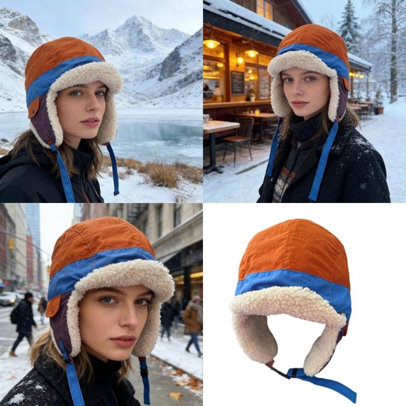 Warm Trapper Cap With Adjustable Strap And Insulated Padding For Cold Weather Sport Adventure Hiking Cycling Wear