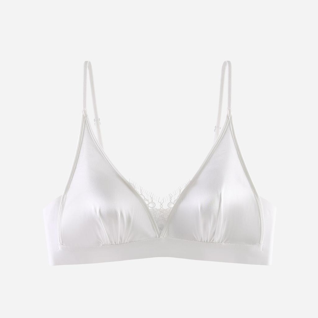 Original French triangle cup underwear women's small breasts sexy light luxury satin seamless jelly soft support bra cover explosion