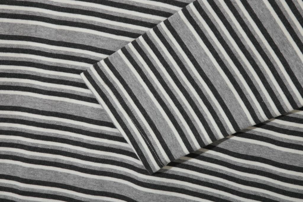 BASEMOMENT Striped Rugby T-Shirt Melange Gray