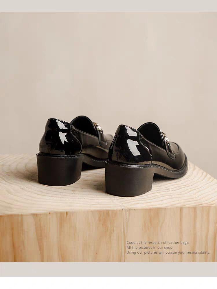 Dámské černé mokasíny z pravé kůže s fleecovou podšívkou - Podzimní/Zimní nazouvací obuv, Boty typu Bean v britském stylu pro profesionální práci