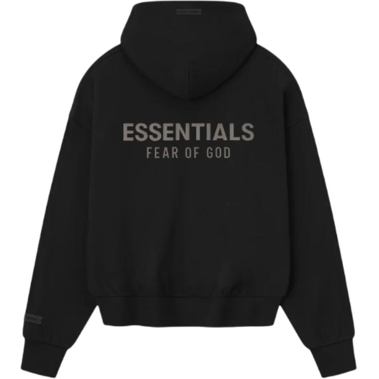 Fear of God Essentials Classic Full Zip Hoodie Jet Black Men Tops 192SP254780F
