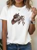 Western Style Cowboy Hat with Bow Print Unisexs Casual Crew Neck Graphic TShirt