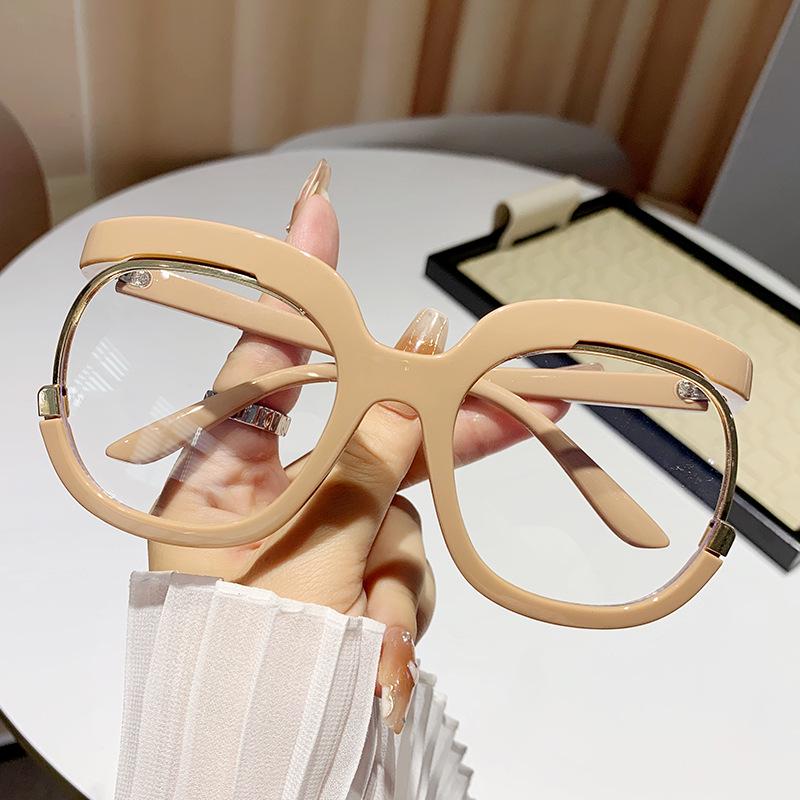 Trendy Large Round Rainbow Eyeglass Frame - European & American Style, Prescription-Compatible