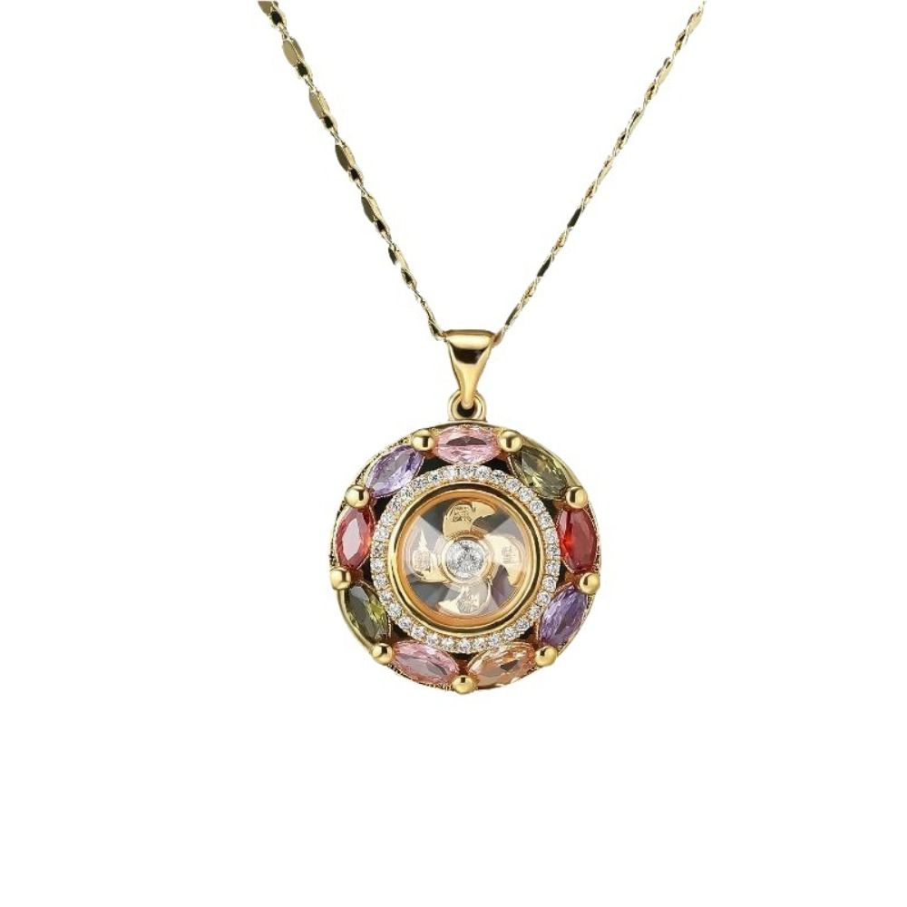 Aesthetic Windmill Pendant Necklace Vintage Cubic Zirconia Decor Jewelry  Holiday Gift