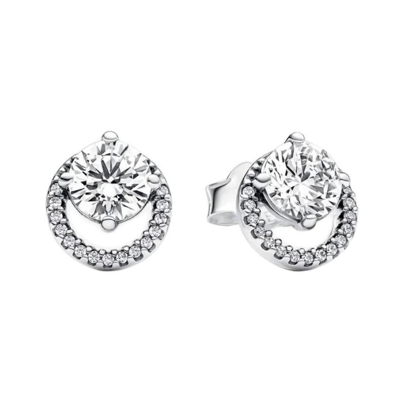 Pandora Inlaid design 925 silver cubic zirconia cubic zirconia earrings women s silver 291248C01