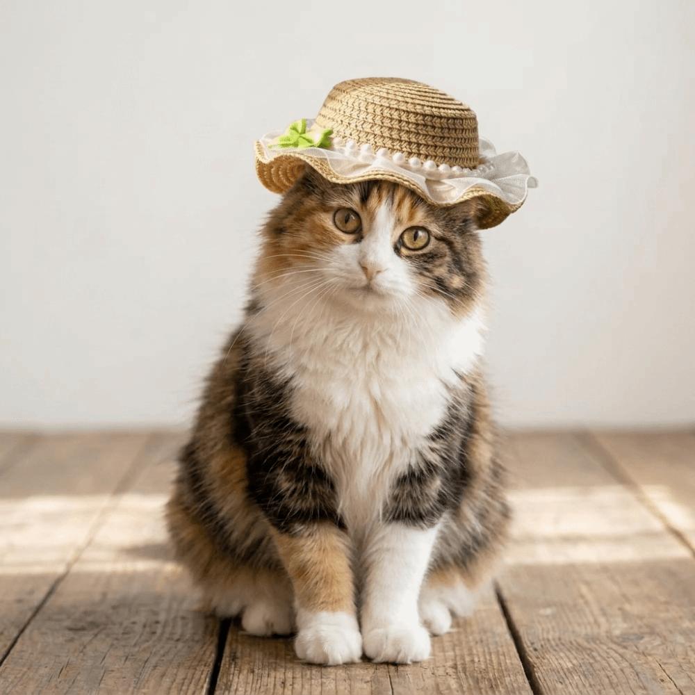 Adjustable Pet Sun Hat Lace Decor Dog Sun Protection Cap Fashion Cat Sunshade Hat Walking Hiking