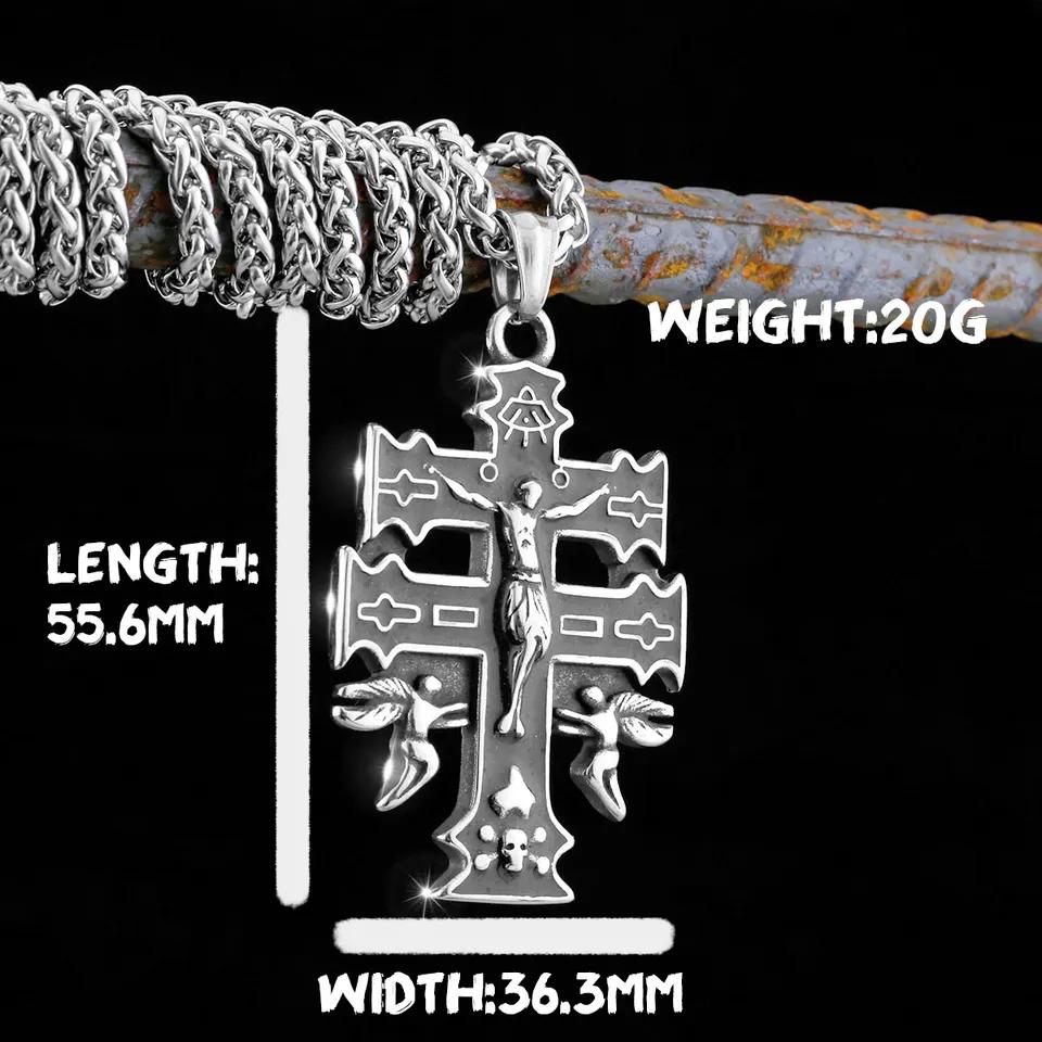 Edelstahl Jesus Kreuz Anhänger Wikinger Halskette Herren Schild Drachentöter Amulett Anhänger Nikolaus Jugend Schmuck