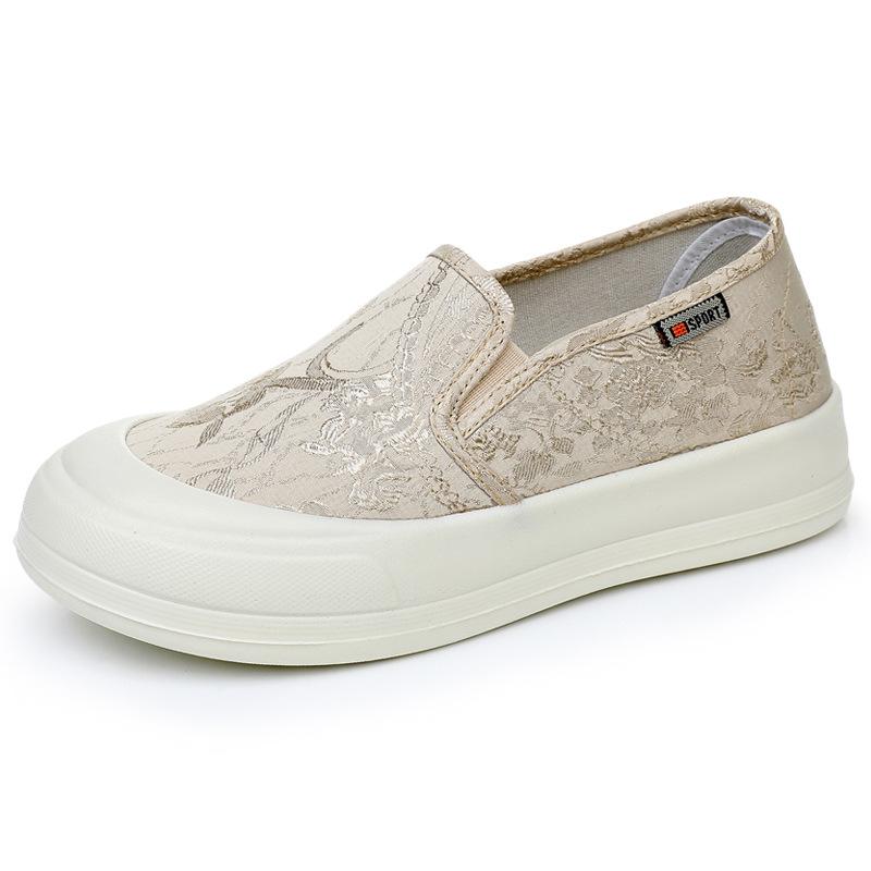 Pantofi de pânză albi mici în stil național cu talpă groasă pentru femei 2025 noi retro noi pantofi casual chinezești pantofi leneși de pescar cu un singur pedal
