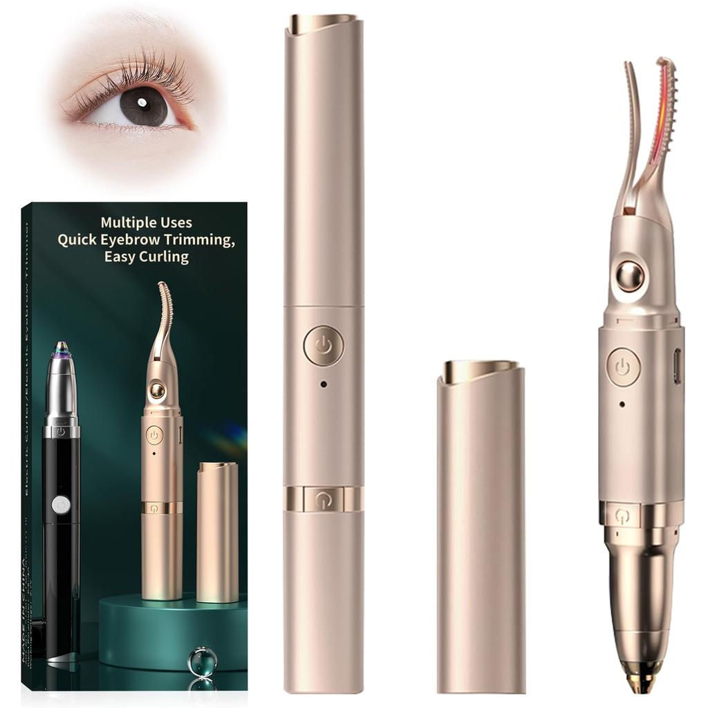 Athvcht Rechargeable Hot Eyelash Curler with Preheat Burn for and Lower with LED Face and Japanese Instruction Manual Included 3-in-1 Clamp, 10-Second