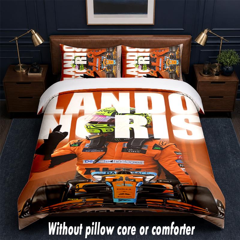 Lando Norris Design Bed Bedding Set 1 Duvet Cover + 2 Pillowcases Soft Breathable Household Bed Linens