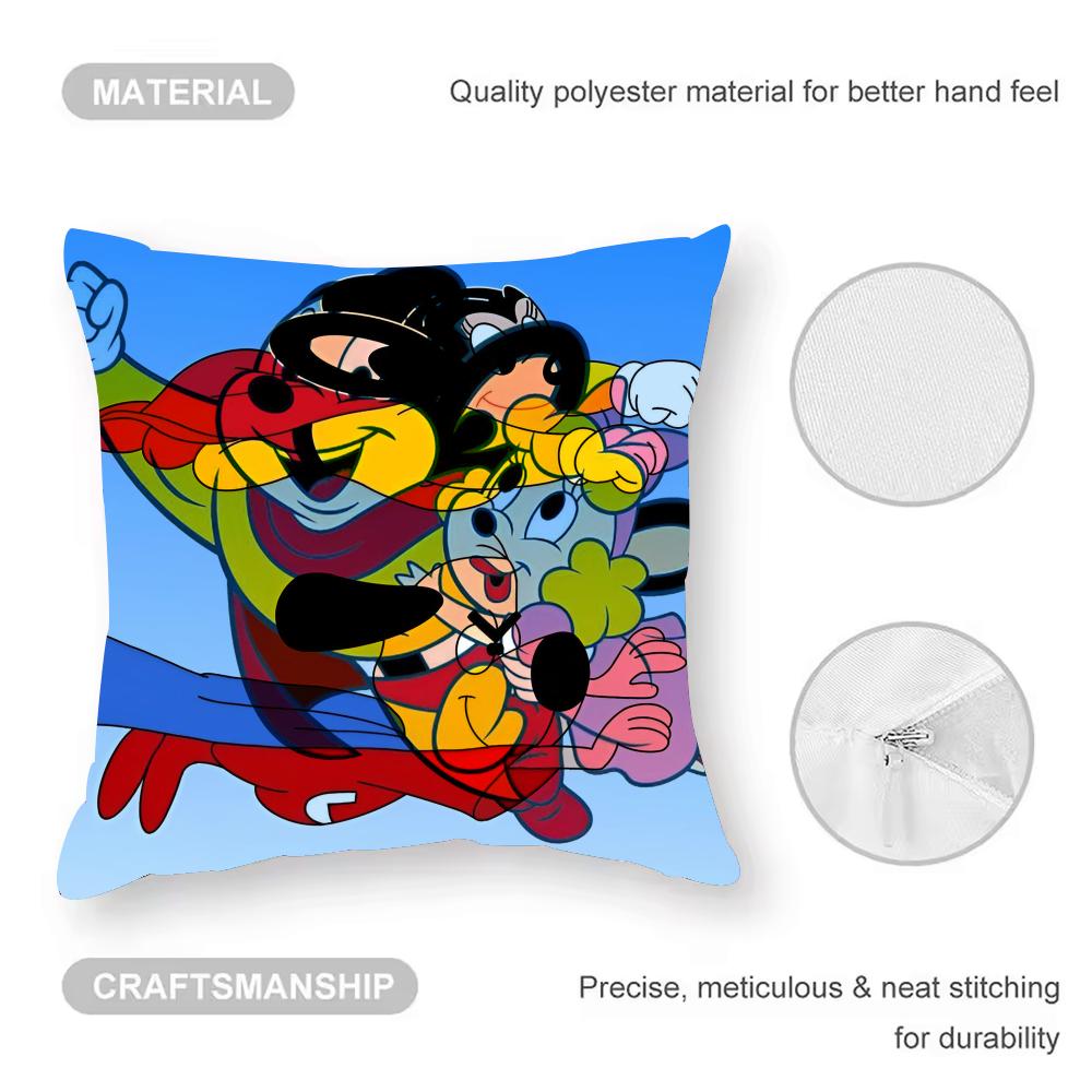 The Mighty Mouse Playhouse Cushion Cover Anti-dustmite Pillowcase Invisible Zipper Silky Short Plush Sofa Cushion Cover