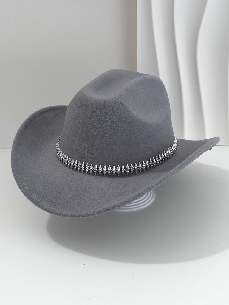 New trendy cool top hat fedora hat accessories personalized fish bone three-dimensional rivets rhinestone belt party hat