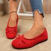 Women's Ballet Flats Slip On Round Toe Bow Accent Soft Upper Flexible Sole Casual Footwear