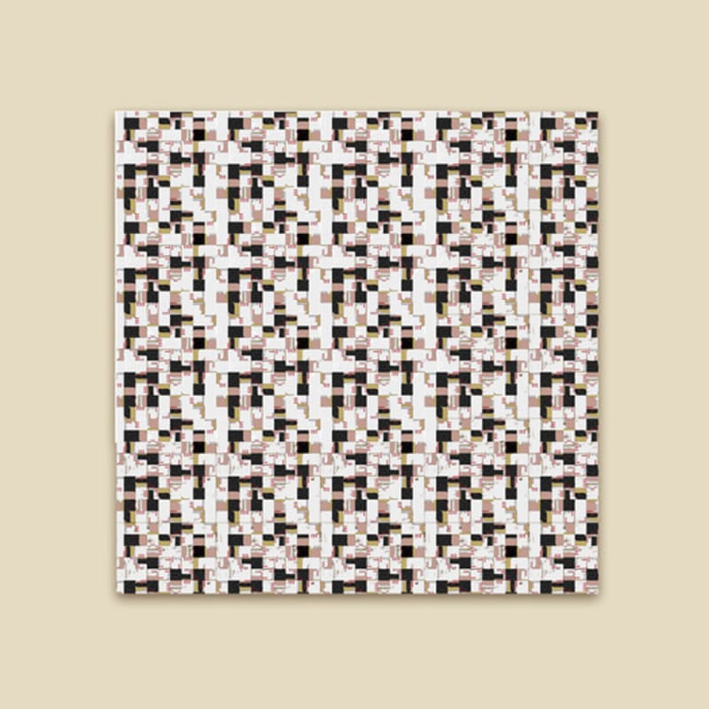 2DREAMERS Black Doodle Grid Silk Scarf