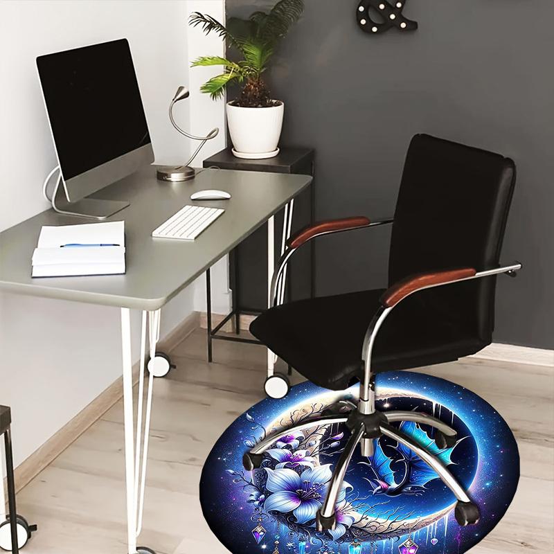 

1pc Office Carpet Chair Mats Fantasy Crescent Moon with Flowers and Dragonfly Perfect for Decorating Office Chairss, Or Bedrooms.YDT502 80cm by 80cm