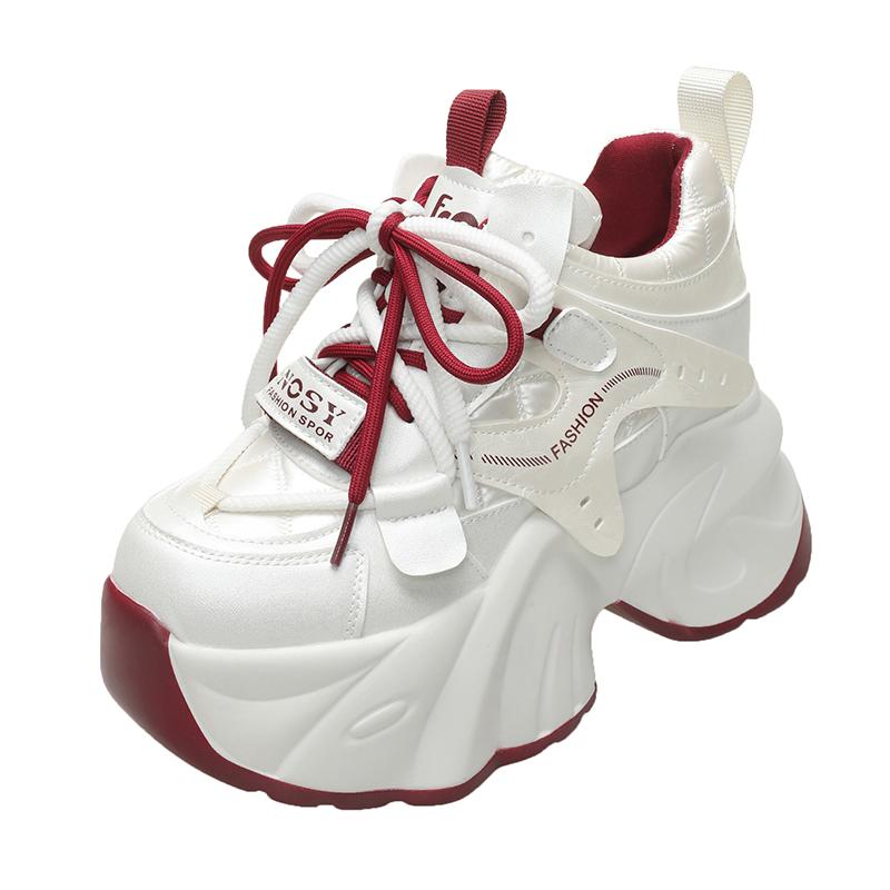 High Quality 10CM Synthetic Genuine Leather Boot Ankle Women Autumn Spring Cowboy Platform Wedge High Brand Chunky Sneaker Shoes