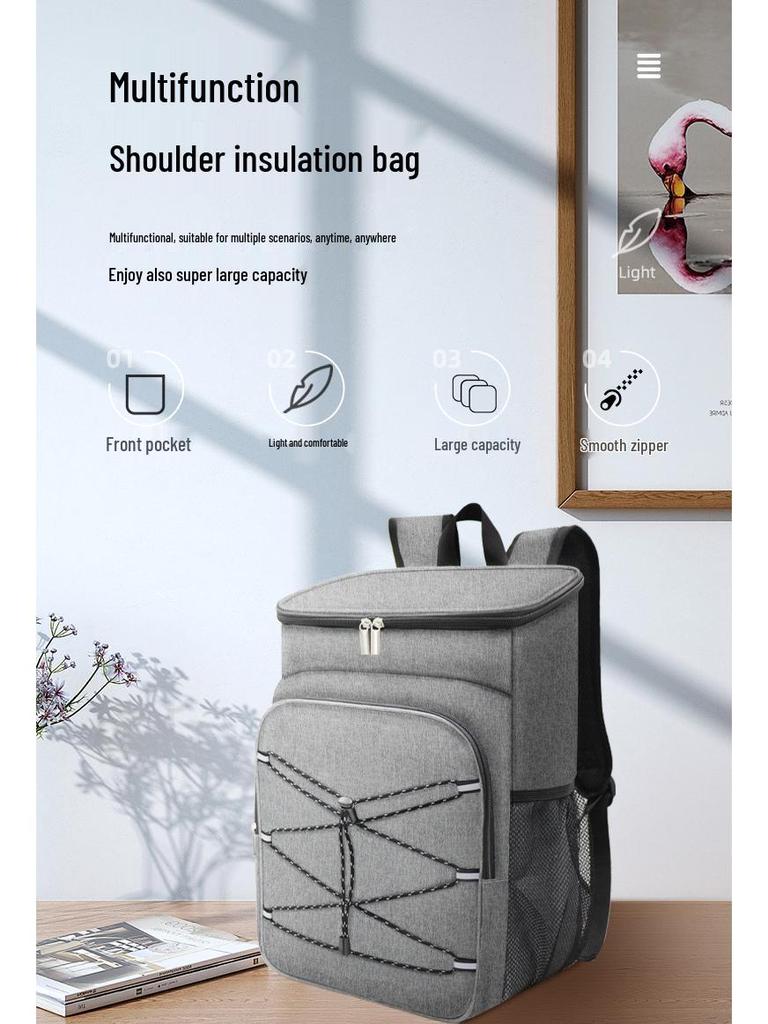 Cross-Border Large Capacity Insulated Picnic Backpack - Oxford Cloth, Double Shoulder Design
