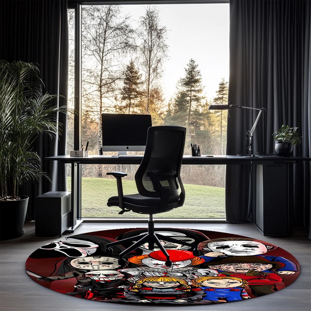 Halloween horror Printed Round Rug Carpet Chair Rug Area Rug Entryway Doormats,for Office Chair Living Room Bedroom Kitchen Room.