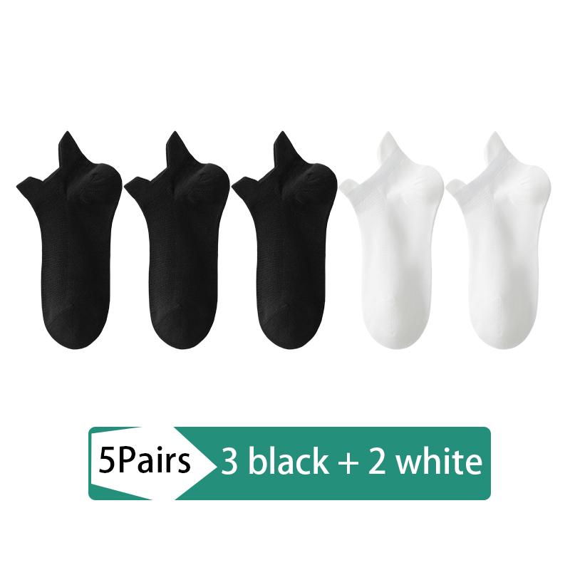 High Quality Plus 5Pairs Men's Socks Combed Cotton Sock New Casual Mesh Breathable Black White Business Male Sock Size EU38-46