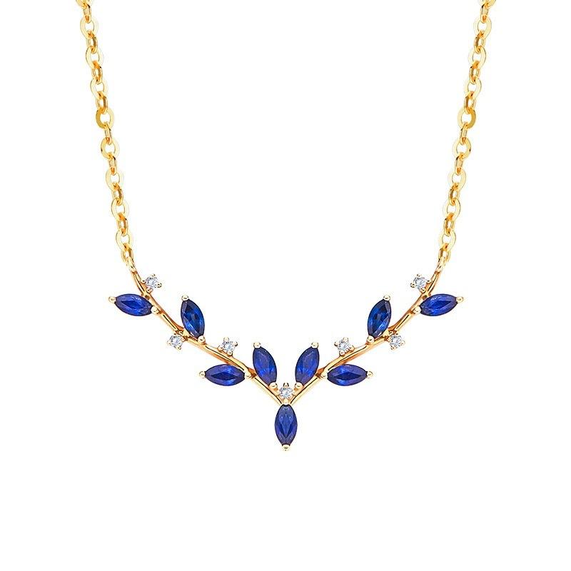 S925 Sterling Silver Ocean Blue Yilu You Necklace Unique Design Japanese and Korean Light Luxury Clavicle Chain