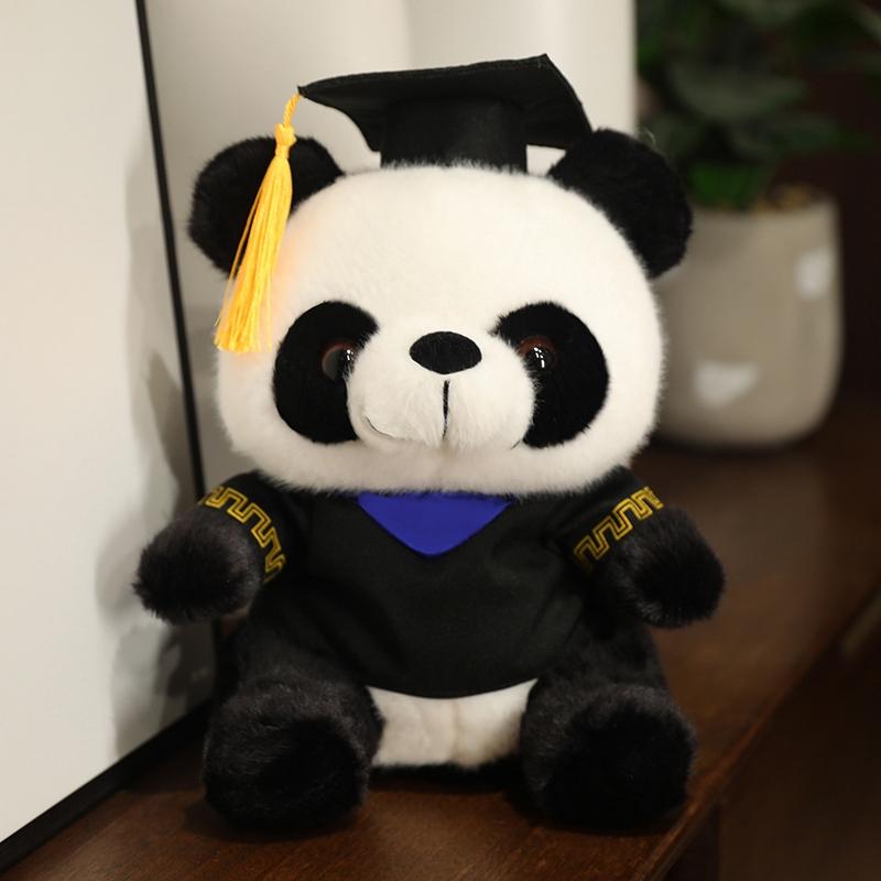 25cm Jurk Geklede Panda Afstudeer Pluche Speelgoed Gevuld Bachelor Doctor Cartoon Dier Universiteit Souvenir Cadeau 25cm