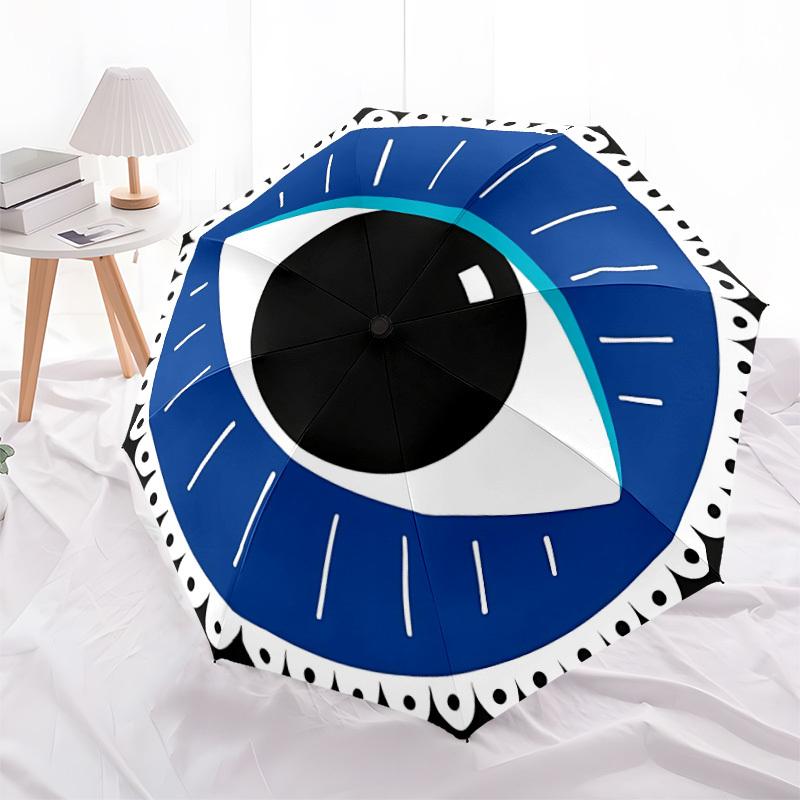 1pc Eye Icon Automatic Folding Umbrella, Portable & Foldable Design with 8 Ribs, Casual Outdoor Accessory Halloween and Christmas Gifts Yy25