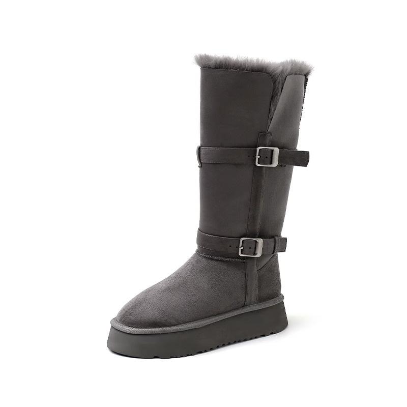 Two Wear Brown Thick-soled Fluffy High Boots 2025 Winter Velvet Medium Tube Cotton Shoes To Keep Warm Northeast Snow Boots Women