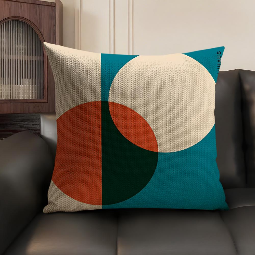 Abstract B-Bauhaus Geometry Pillow Case Natural Linen Organic Fabric Double-Sided Printing Sofa Home Decor Gift Cushion Cover